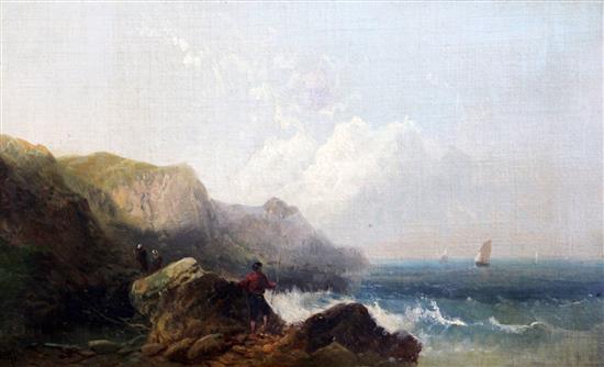 Joseph Horlor (1809-1887) Figures along the coast, 12 x 20in.